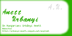 anett urbanyi business card